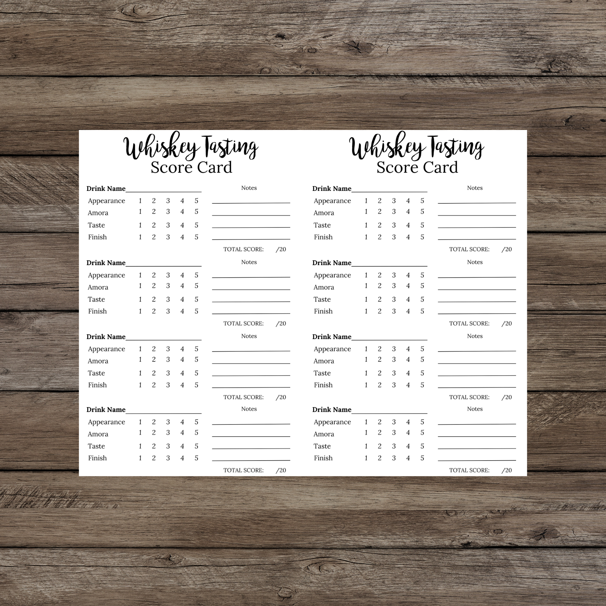 Whiskey Tasting Scorecard Whiskey Tasting Notecards in Free Printable Whiskey Tasting Sheet Template
