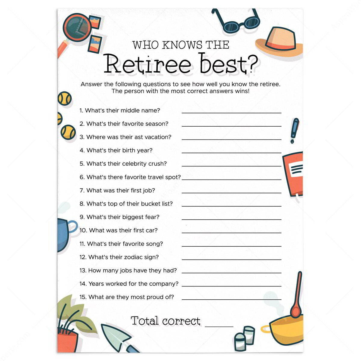 Who Knows The Retiree Best Game For Farewell Party Keepsake | Printable in Retirement Party Games Free Printable