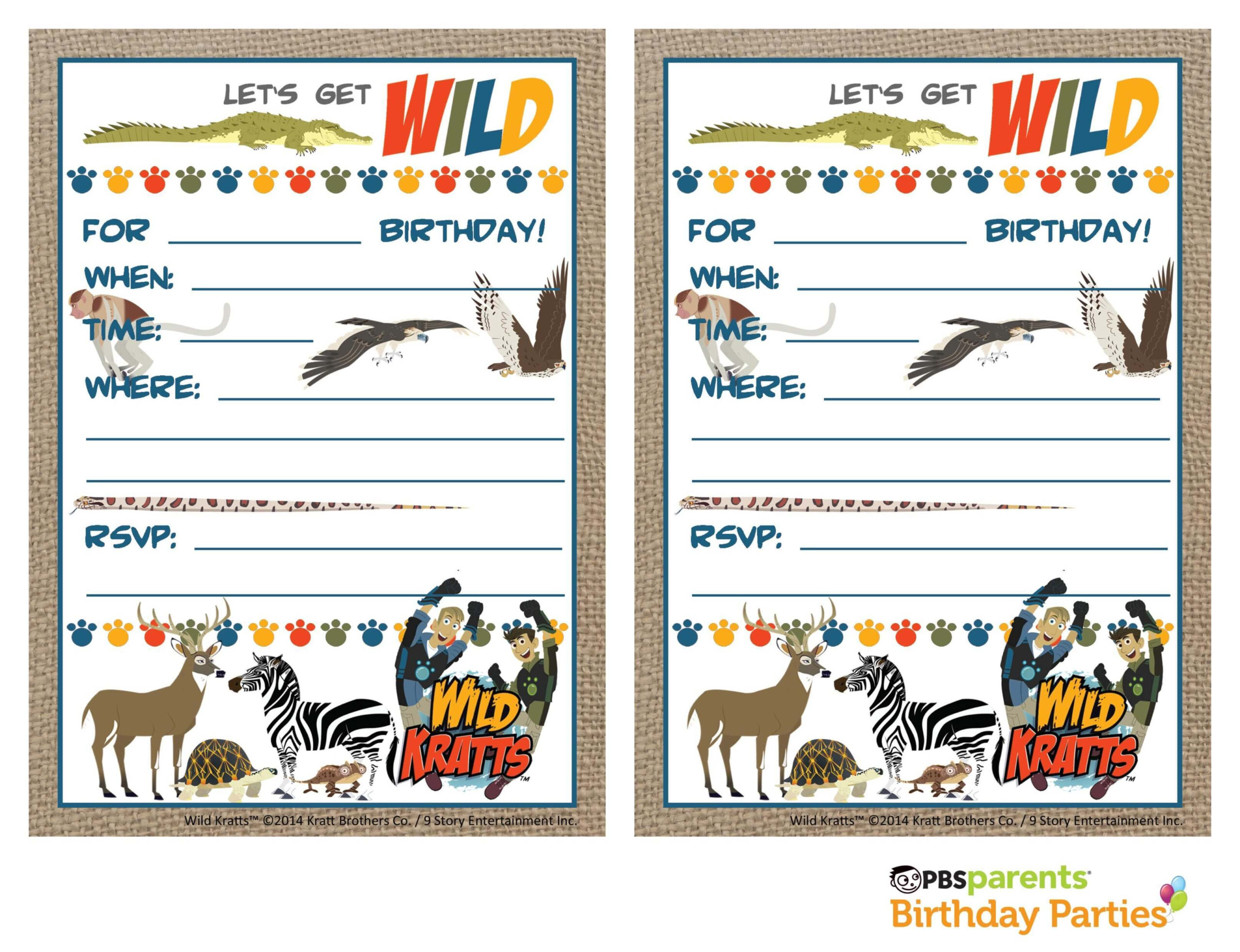 Wild Kratts Birthday Invitations | Kids… | Pbs Kids For Parents intended for Wild Kratts Free Printables