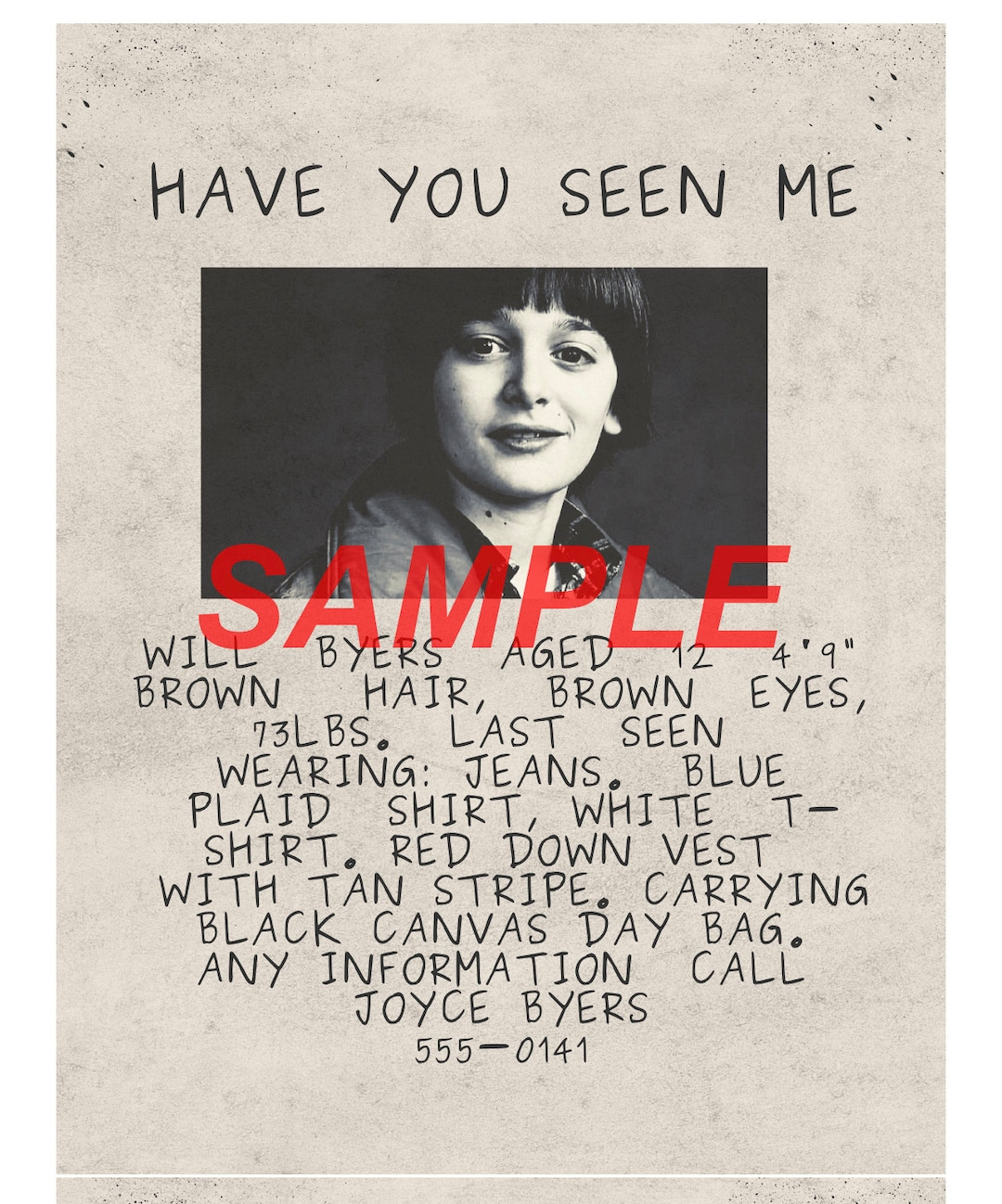 Will Byers Missing Poster - Etsy.de throughout Have You Seen Me Will Byers Printable