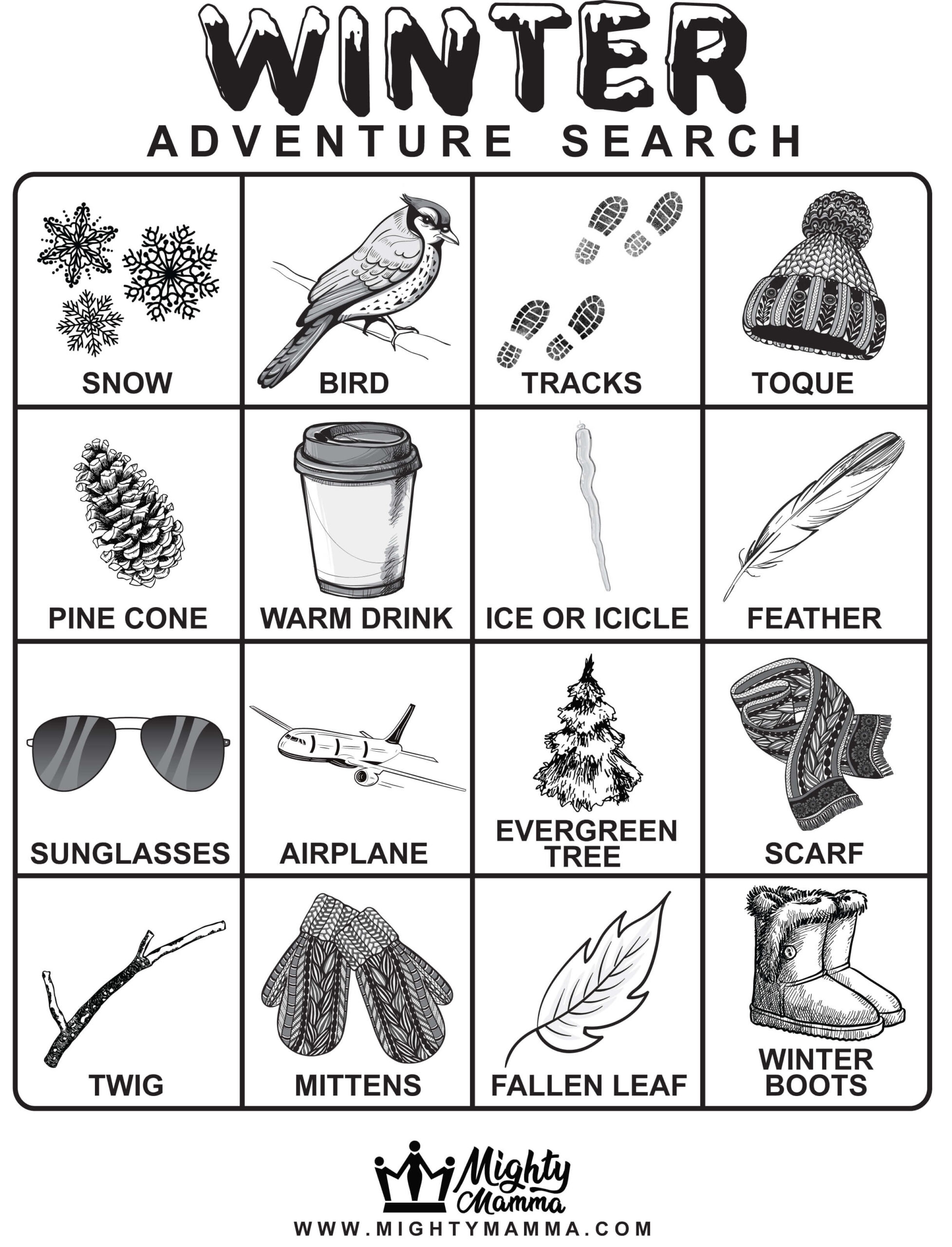Winter Scavenger Hunt – Mighty Mamma regarding Free Printable Winter Scavenger Hunt