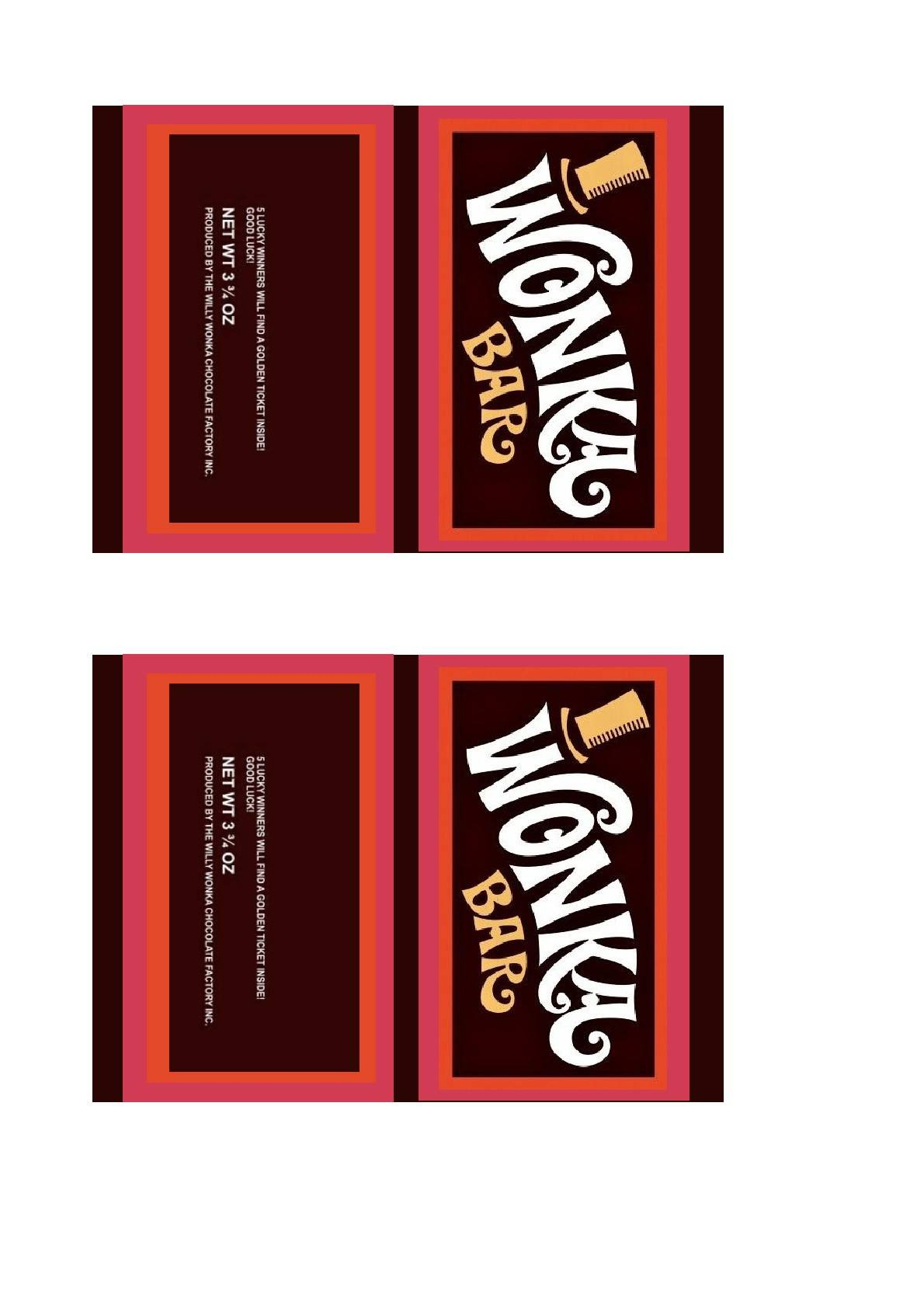 Wonka Bar Wrapper Printable- Charlie And The Chocolate Factory | Tpt with Free Printable Wonka Bar Wrapper
