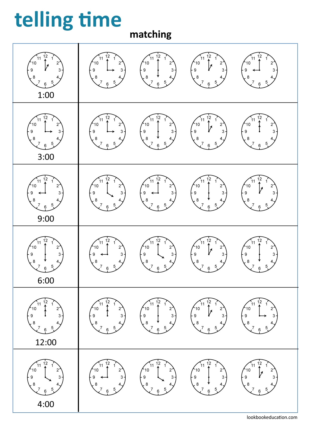 Worksheet Matching Clocks - Lookbook Education in Printable Matching Clocks Worksheet