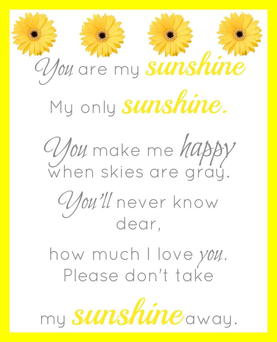 You Are My Sunshine Printable - Simple Living Mama within You Are My Sunshine Free Printables