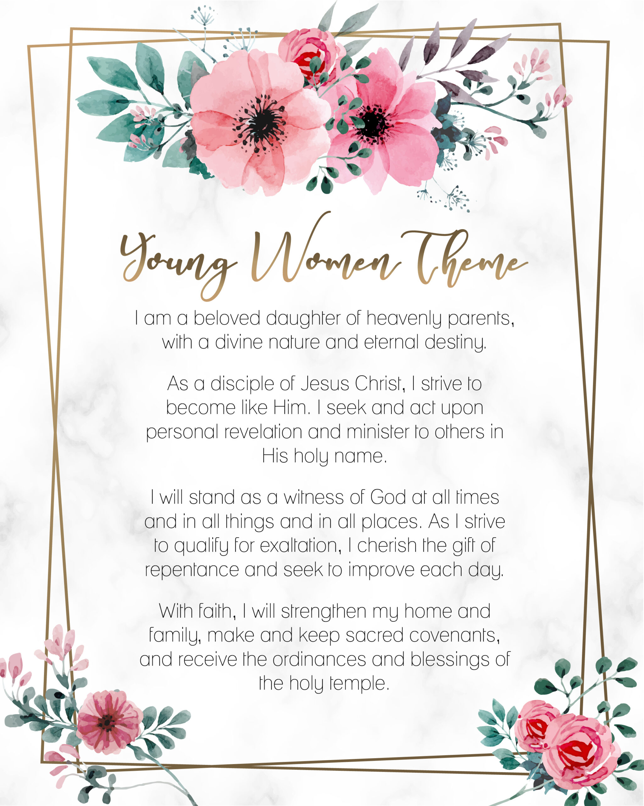 Young Women Theme 2020 – Gospel Printables regarding New Lds Yw Theme Free Printable