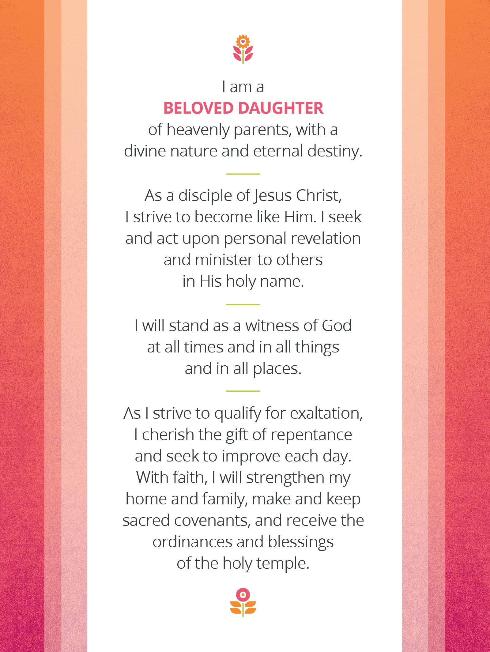 Young Women Theme pertaining to New Lds Yw Theme Free Printable