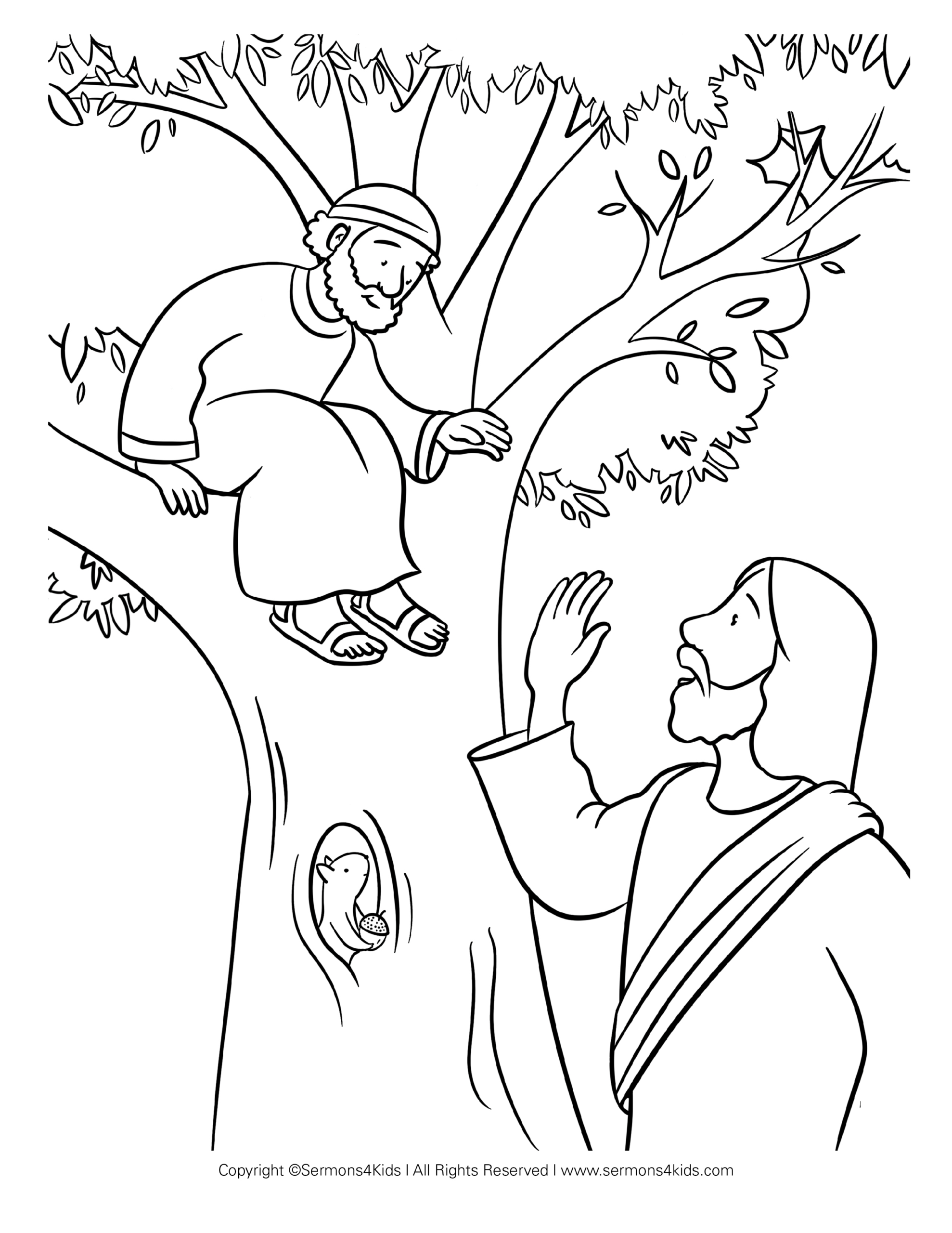 Zacchaeus And Jesus | Children&amp;#039;S Coloring Page From Sermons4Kids in Free Printable Zacchaeus Craft
