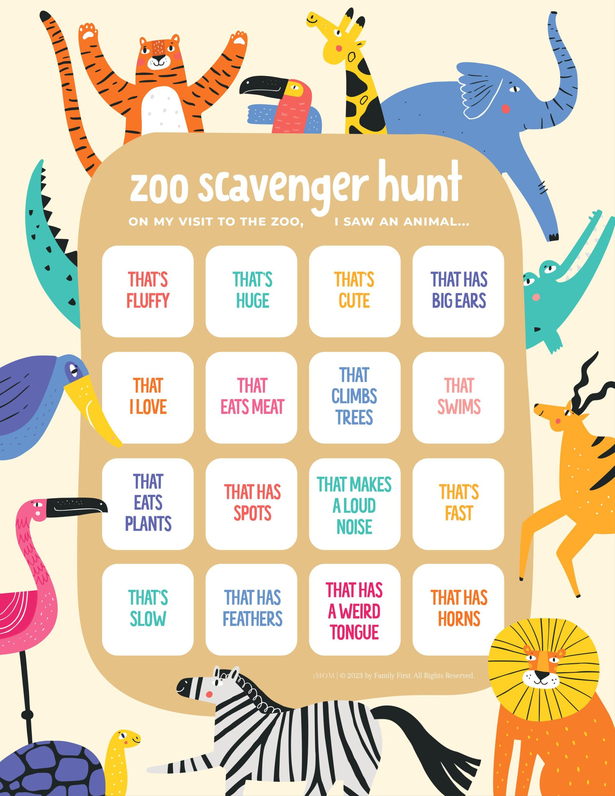 Zoo Scavenger Hunt - Imom for Free Zoo Scavenger Hunt Printable