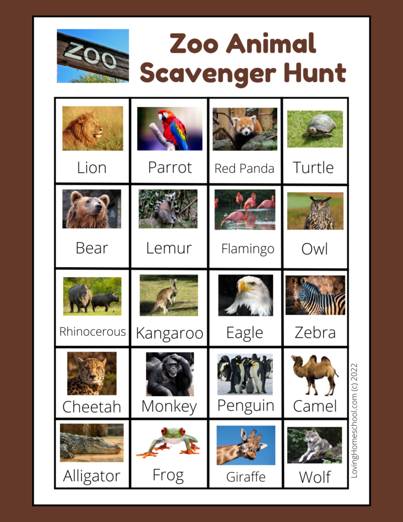 Zoo Scavenger Hunt - Lovinghomeschool intended for Free Zoo Scavenger Hunt Printable